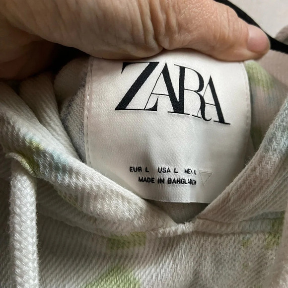 Zara abstract  printed cotton hoodie Sz L - Picture 5 of 8